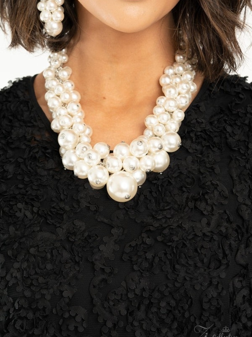 Pearl Cluster Statement Necklace - White